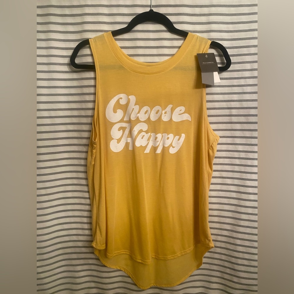 Women’s Grayson Threads Choose Happy yellow tank XL NEW NWT
